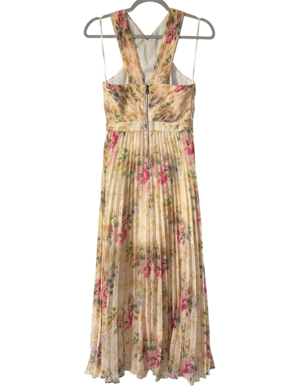 Ted Baker Amerah Cross Front Floral Pleated Midi Dress Chiffon Yellow US 4 NWT - Picture 5 of 17